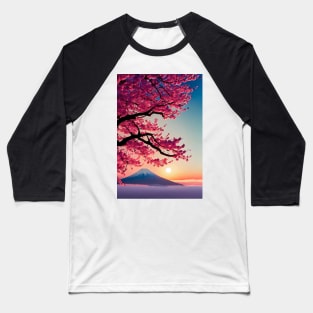 Mount Fuji with a sakura tree at sunset Baseball T-Shirt